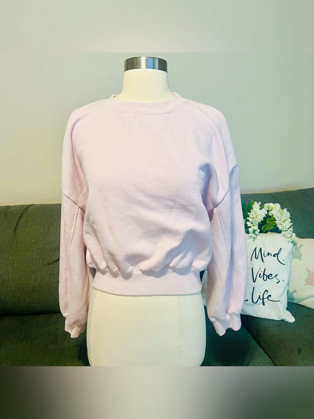 Zara Pale Pink Semi Cropped Sweatshirt